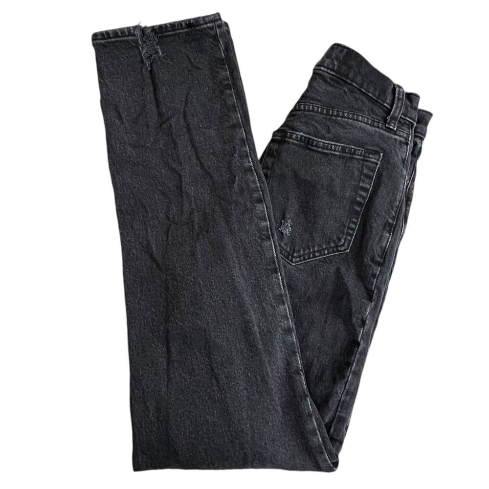 Abercrombie & Fitch Womens 2/26 Black High Rise Distressed 90s Straight Jeans